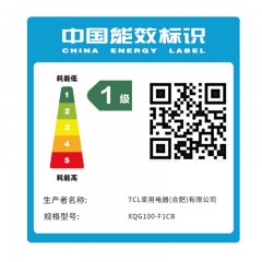 TCL 10公斤大容量 一级能效 热力除菌 蜂巢式水晶内筒 滚筒洗衣机XQG100-F1CB