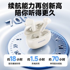 飞利浦（PHILIPS）TAT1199 半入耳式真无线蓝牙耳机 米白色