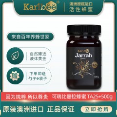 澳洲原装进口Karibee超麦卢卡蜂蜜红柳桉树蜂蜜 25+肠胃不适活性抗氧化指数500g（购买就送勺子和礼袋）