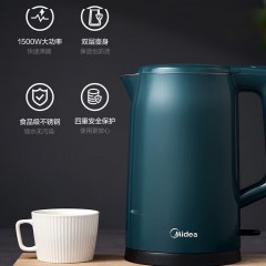 美的（Midea）美的电水壶大容量家用办公室烧水壶热水壶电热水壶双层防烫无缝全钢开水壶【线下同款】双层防烫美的电水壶MK-17MS01