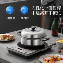 美的（Midea） 电磁炉 家用2200W大功率 大火包锅 火锅炉炫彩加大面板 大线圈电磁炉灶 智能定时美的电磁炉CLC2215