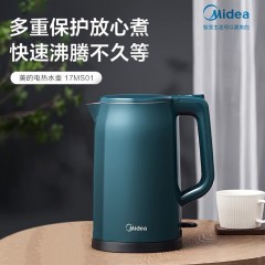 美的（Midea）美的电水壶大容量家用办公室烧水壶热水壶电热水壶双层防烫无缝全钢开水壶【线下同款】双层防烫美的电水壶MK-17MS01