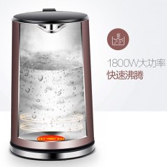 美的（Midea）电热水壶 家用1.5L烧水壶双钢防烫防干烧电茶壶热水壶 304不锈钢自动断电开水壶 美的电水壶HJ1510A