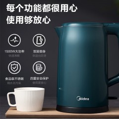 美的（Midea）美的电水壶大容量家用办公室烧水壶热水壶电热水壶双层防烫无缝全钢开水壶【线下同款】双层防烫美的电水壶MK-17MS01