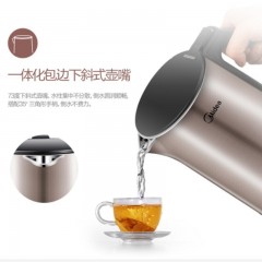 美的（Midea）电热水壶 家用1.5L烧水壶双钢防烫防干烧电茶壶热水壶 304不锈钢自动断电开水壶 美的电水壶HJ1510A