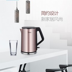 美的（Midea）电热水壶 家用1.5L烧水壶双钢防烫防干烧电茶壶热水壶 304不锈钢自动断电开水壶 美的电水壶HJ1510A