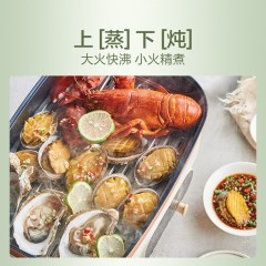 苏泊尔(SUPOR) 34×24cm ZMD安心系列 煎烤机 电脑型 美食家系列 米白色+香槟金 JD3424D08