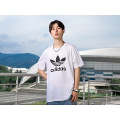 阿迪达斯adidas三叶草短袖男装夏季新款白T恤运动服休闲半袖H06644